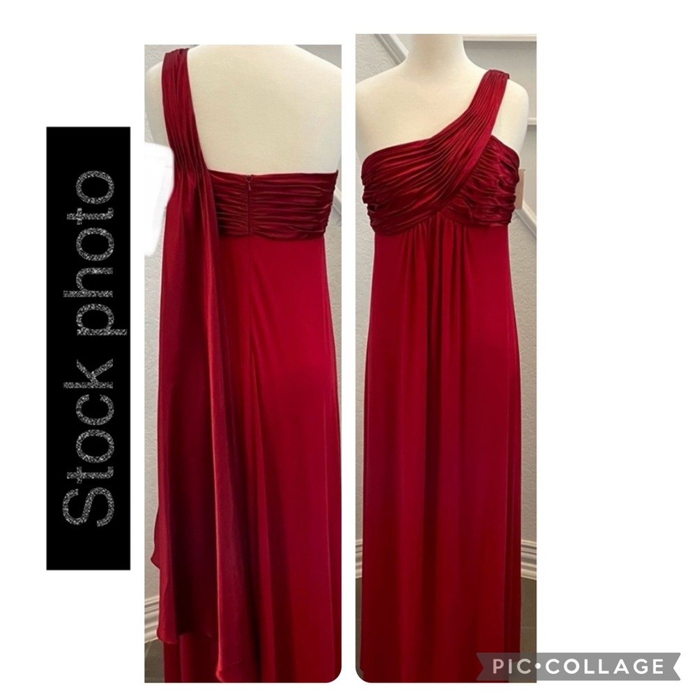 David's Bridal Women's Size 14 Garnet Red One-Shoulder Maxi Dress Formal